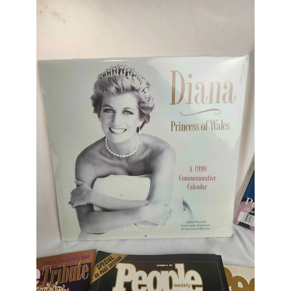 Vintage 1997 Princess Diana People Magazine Lot & 1998 Sealed Calendar Tribute